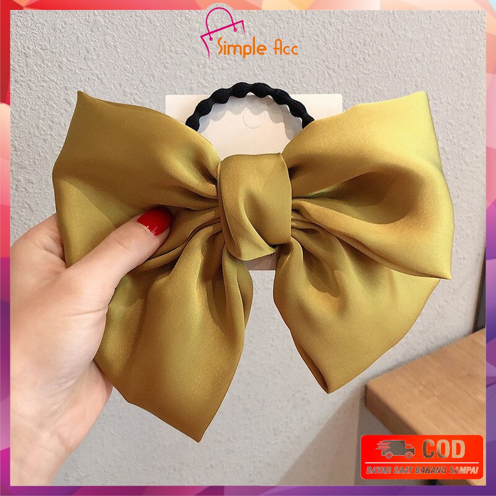 ~COD~DO-C160 Ikat Rambut Pita Besar Kuncir Rambut Hairband Aksesoris Wanita Kunciran Rambut Korea-PITA KUNING