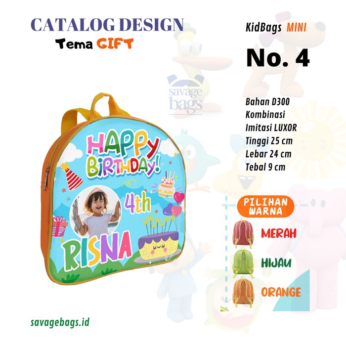 

Custom Tas Anak - Tas Anak PAUD / Tas Anak TK - Mini Bags Tema 4 Ultah - 1 HARI JADI