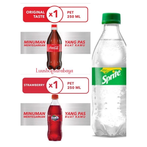 

Fanta/Sprite/Coca-Cola Minuman Soda Botol Mini 250ml