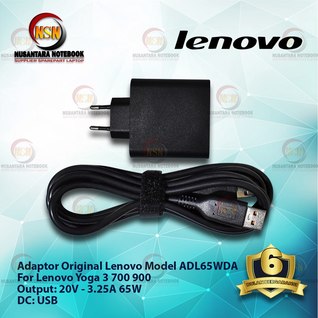 Adaptor Charger Original Lenovo Yoga 3 700 900 20V-3.25A 65W USB