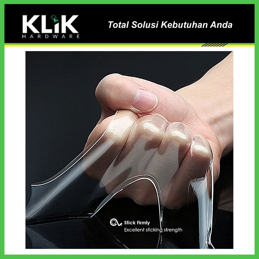 Double Tape Nano Gel Bening 2 Meter x 3 cm x 2 mm Tebal Selotip Isolasi