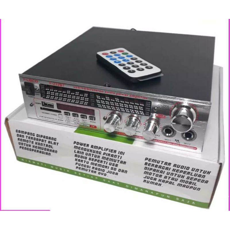 Amplifier FLECO F-232BT Bluetooth Stereo Karoeke + Mp3 player + FM Radio