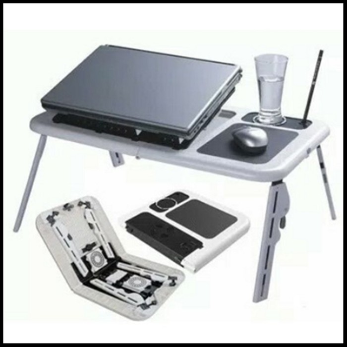 Meja Laptop Lipat Portable Dengan Kipas Pendingin