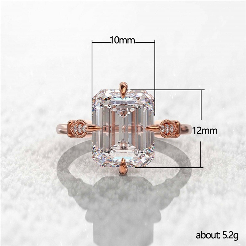 Cincin Kristal Cubic Zirconia Bentuk Persegi Untuk Wanita