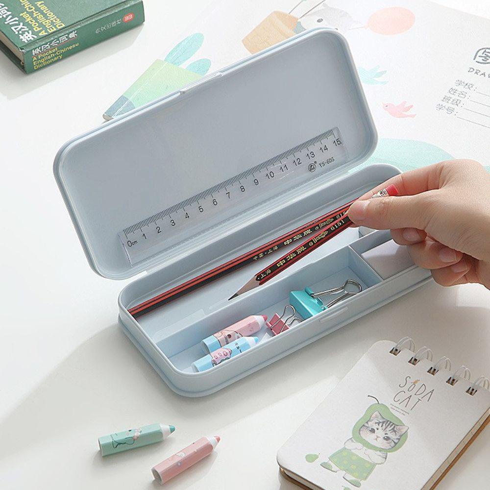 Lanfy Kotak Pensil Kawaii Morandi Color Desktop Storage Gaya Korea Siswa Stationary