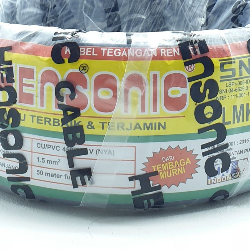 Hensonic NYA 1,5MM 50 Meter FULL SNI FULL LMK Kabel Listrik Nya 1x1,5mm² Tunggal Engkel Non Serabut