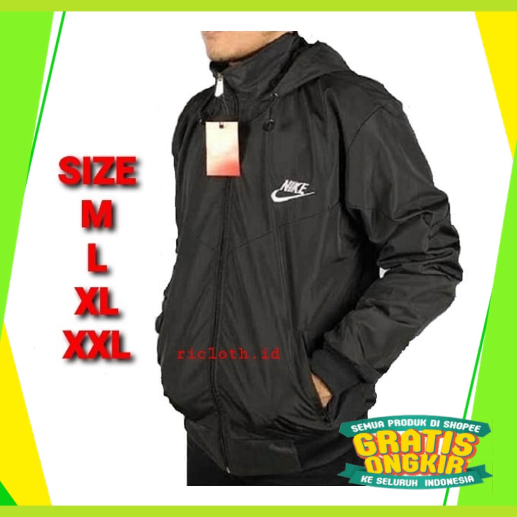 Hitam Putih Biru Orange Hijau Navy Dongker Polos moccha coklat / Jaket Pria Nike Parasut Windrunner 