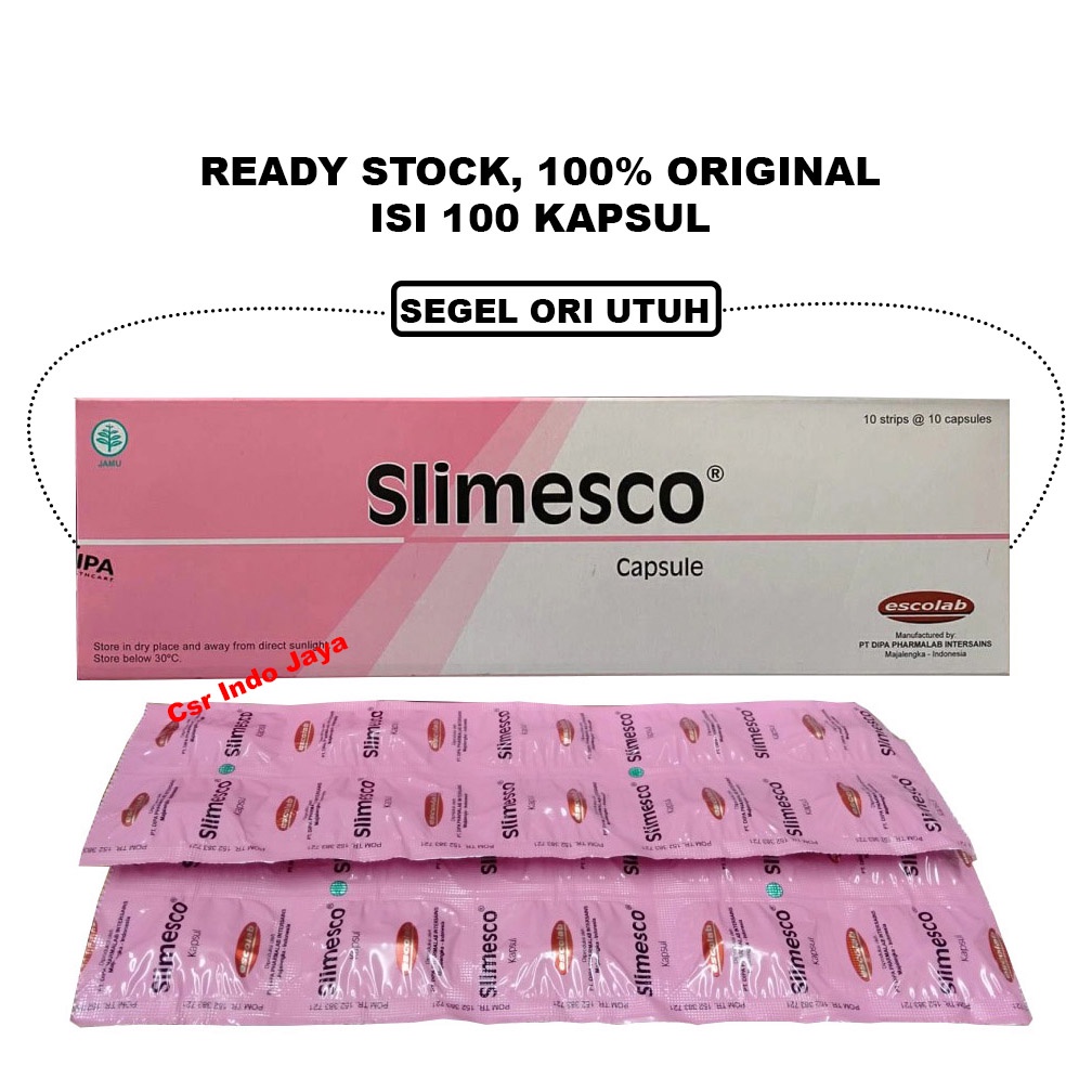 Slimesco Kapsul Original / Slimesco Capsul Herbal Per Box Isi 100