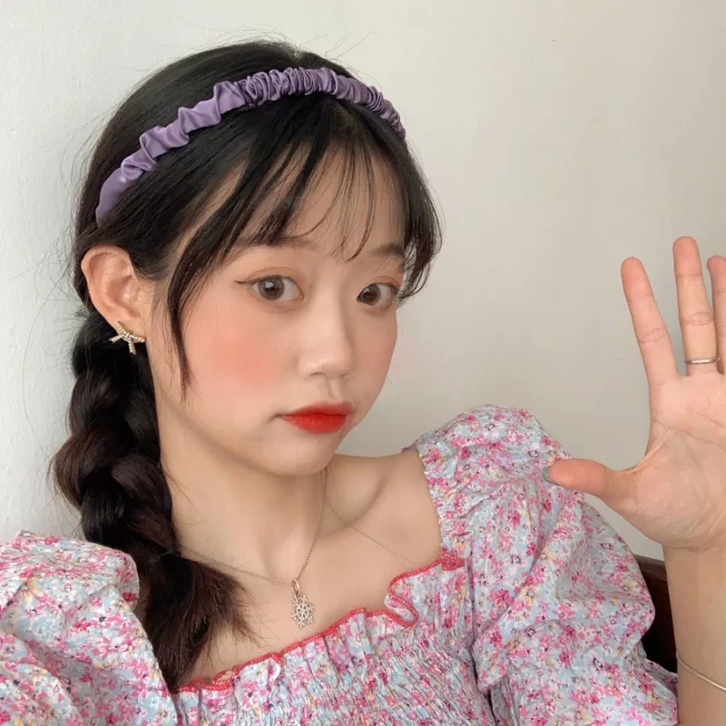 Bando Kerut Wanita Gaya Korea Aksesoris Fashion/ Bandana Scrunchie Korea Aneka Warna Tmall88