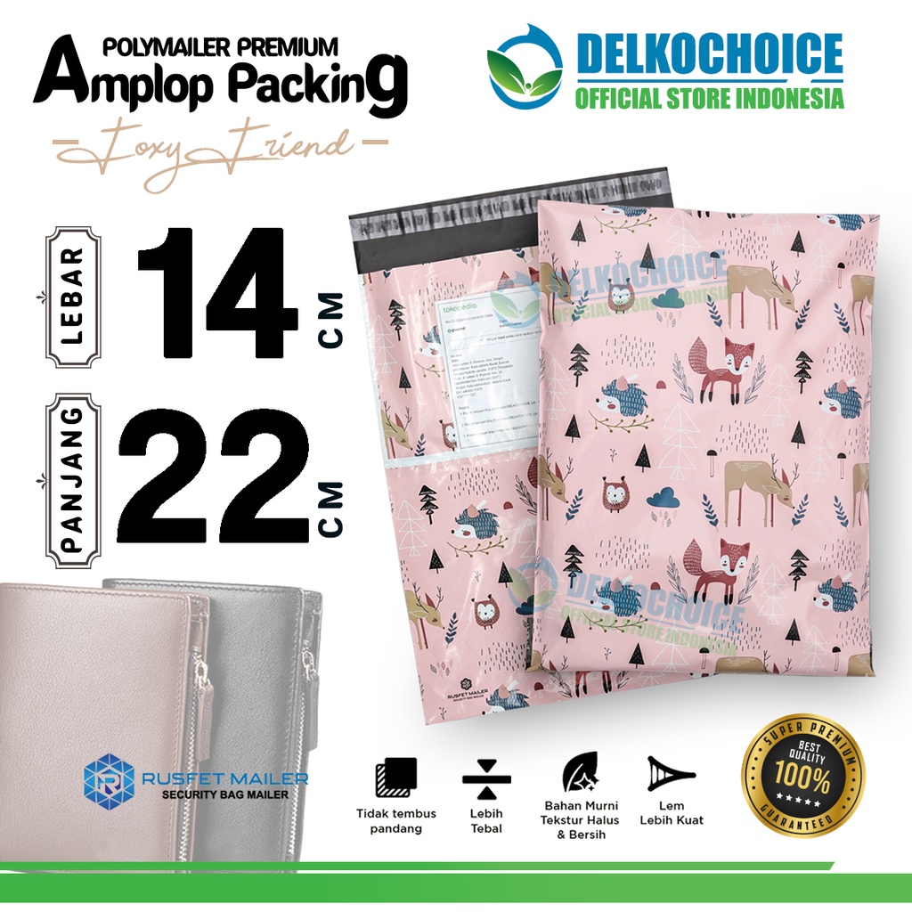 

Polymailer Motif FOXY FRIEND14x22cm Amplop Plastik Packing Olshop PREMIUM / SATUAN