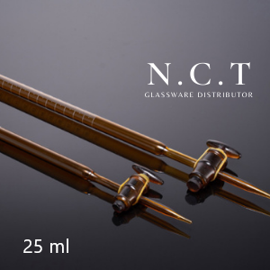 BOMEX Amber Burette Glass Stopcock / Buret Keran Kaca Warna Amber 25 ml