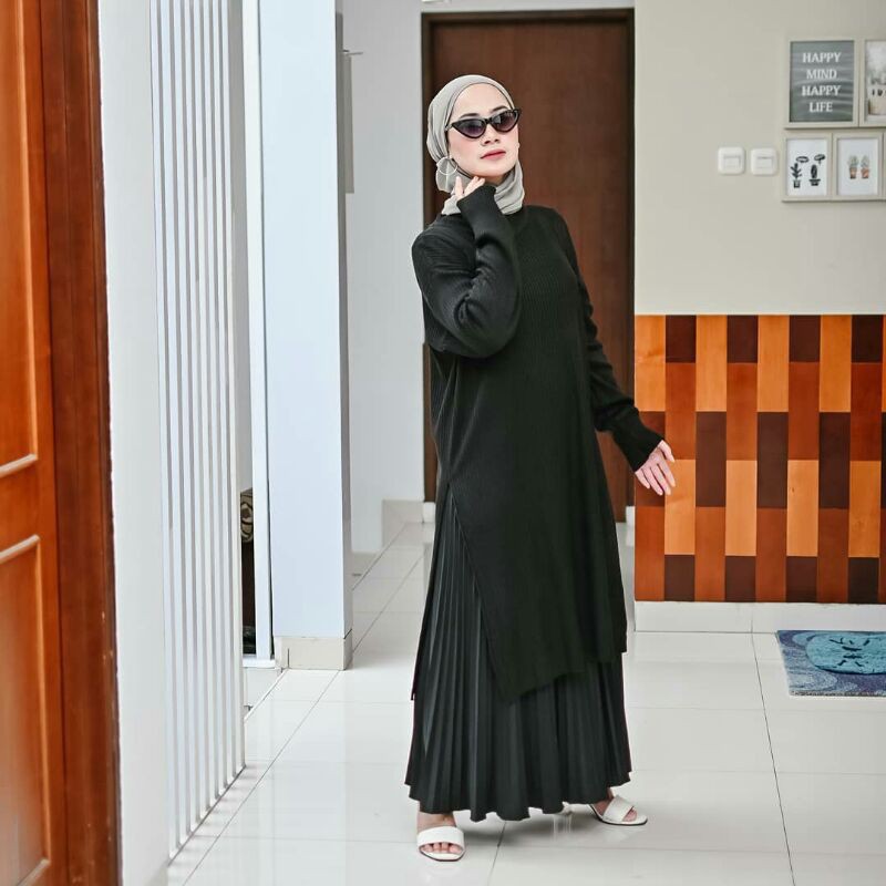 KARENINA TUNIK RAJUT / Karenina Long Tunik / Baju Muslim / Elysa midi dress / Rajut Tunik Premium / Sweater Wanita / Long tunik rajut Karenina Slit / Fashion Wanita / Rajut-6