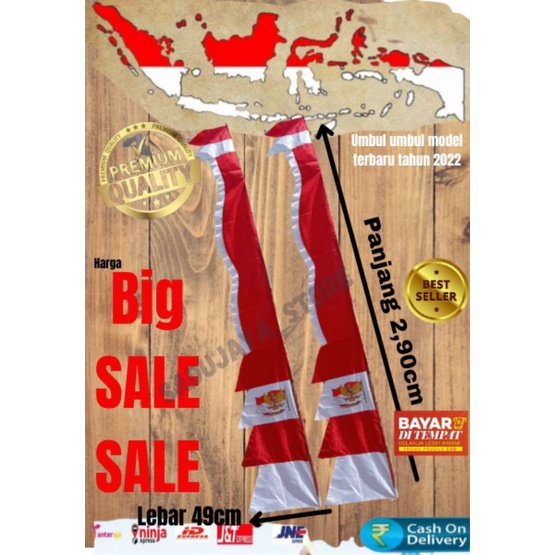 bendera umbul umbul / umbul umbul kuda laut/ umbul umbul bandir/panjang 280 cm/UMBUL UMBUL MERAH PUT