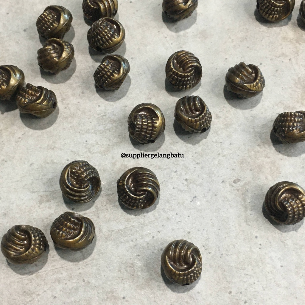 manik spacer kerang bakar 10mm bronze bronzo aksesoris anti karat 1cm