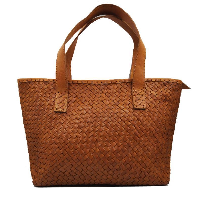 lins shop tas kulit - bottega anyam miring model baru