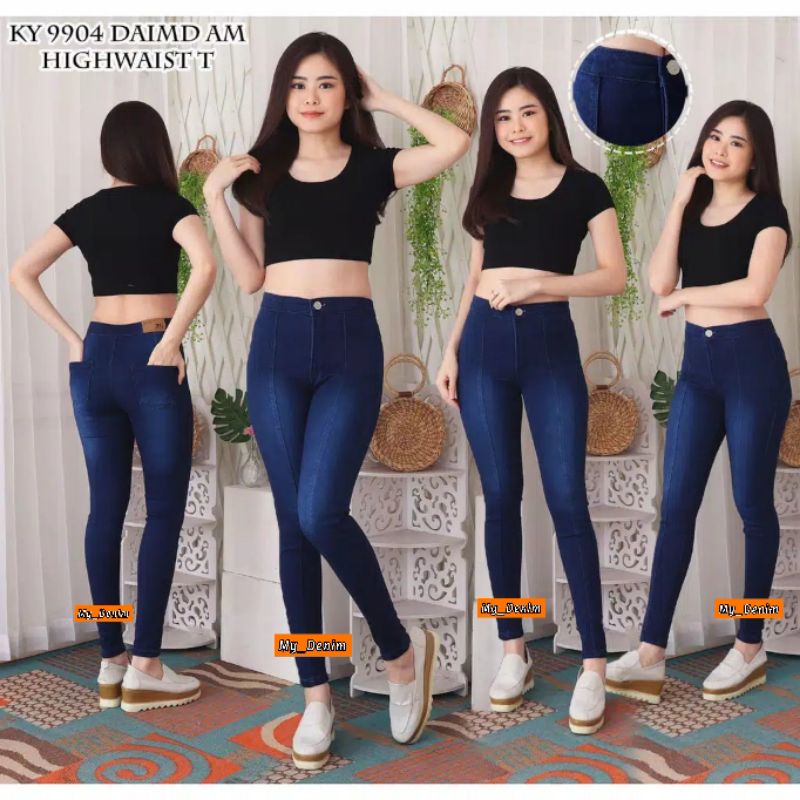 CELANA HIGHWAIST JEANS TULANG FRONT LINE WANITA