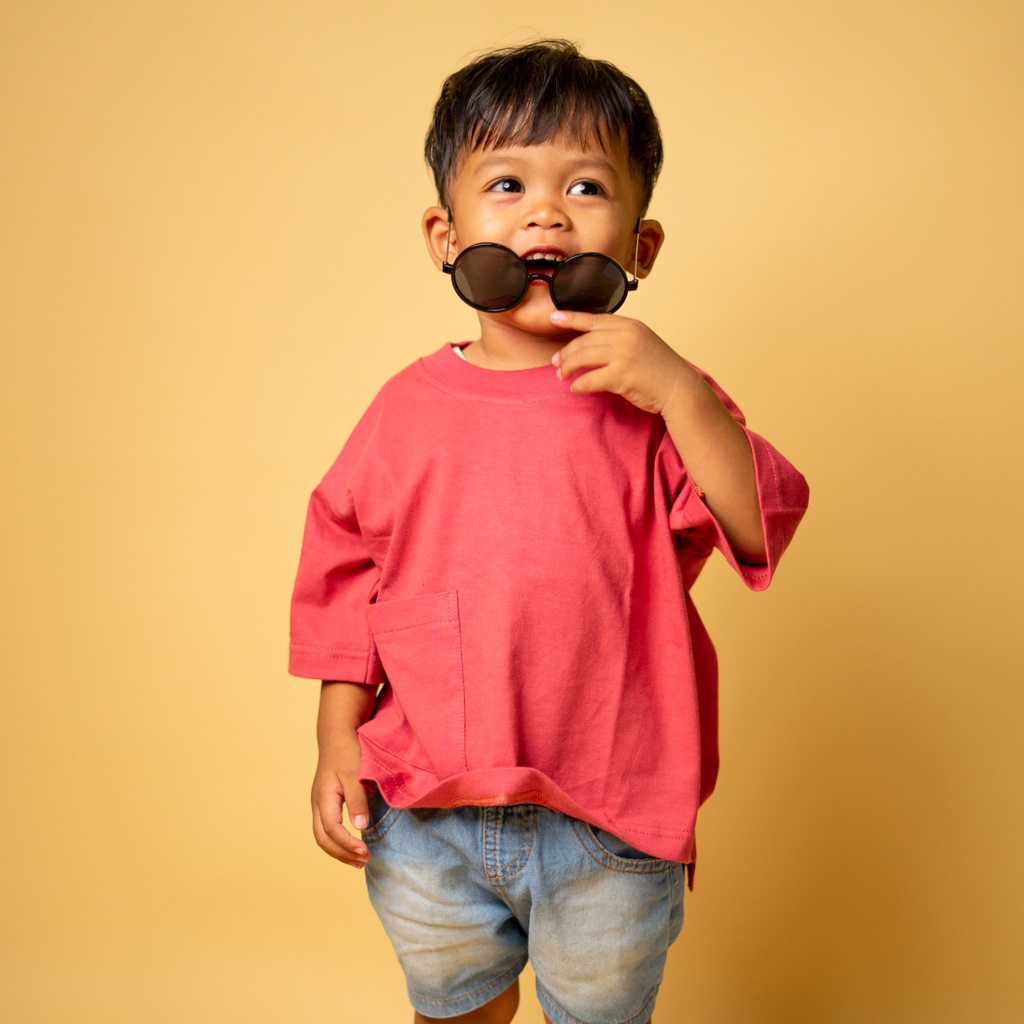 Kaos Oversize Anak Polos Soladena Katun Combed 24s Blush Red