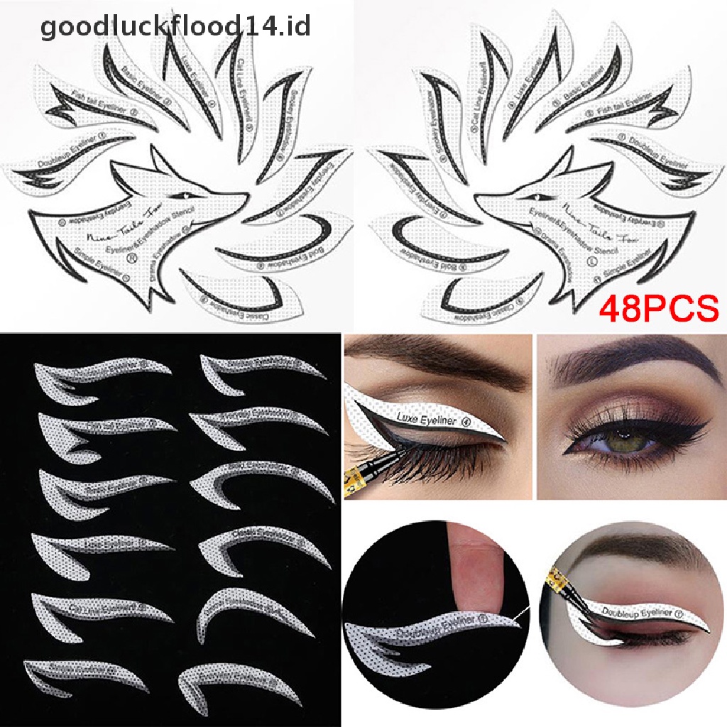 [OOID] 48PCS Eyeliner Stencils Eye Makeup Template Stickers Card 12 Styles Non-Woven ID