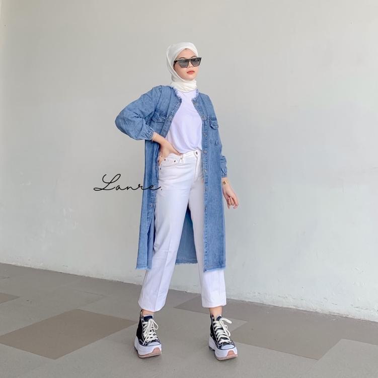 れ LOFI LONG JAKET DENIM - jaket jeans panjang tunik jeans tunik denim jaket murah jaket jeans oversi