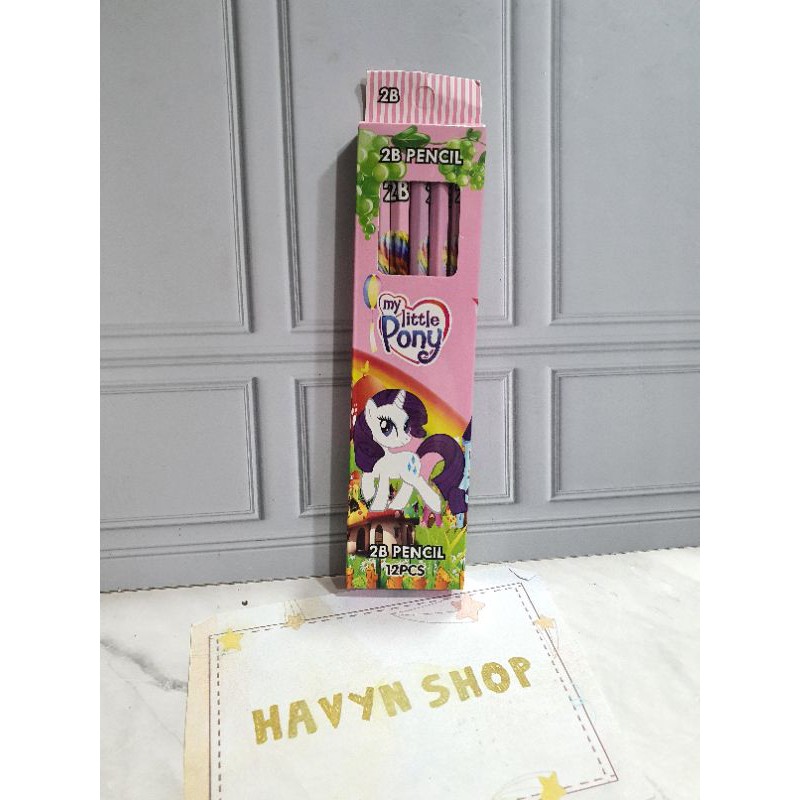 (12pc) pencil 2B kayu fancy/pensil karakter/pensil kayu murah/pensil fancy/pencil-Pony