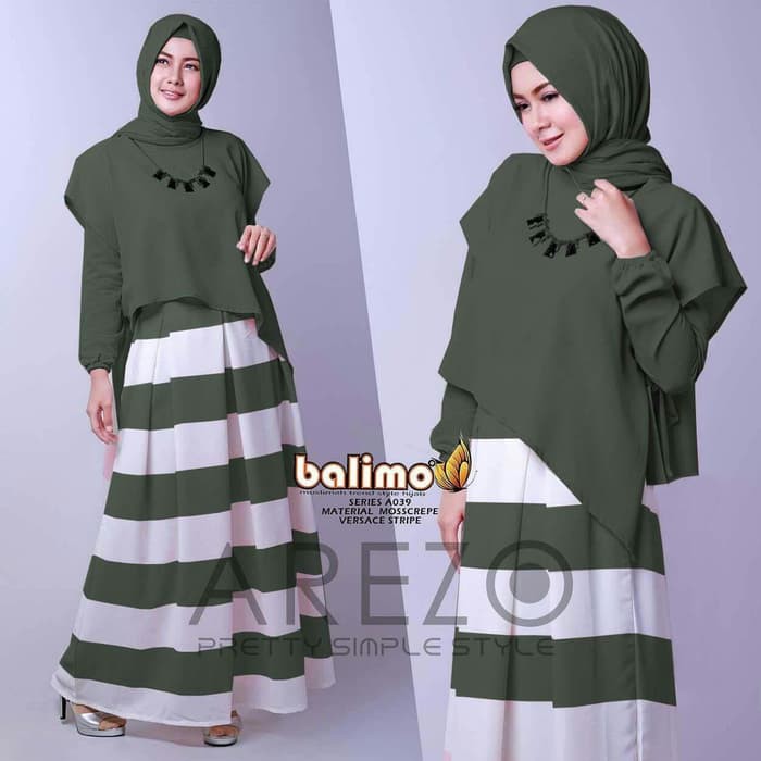 gamis Arezo Army [Gamis 0153] SD0 Baju Gamis Wanita Terbaru
