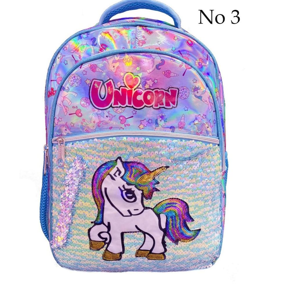 TER TAS Anak Perempuan Ransel SD Sequin USAP Berubah KUDA AJAIB LED MataLampu IMPORT 0O9