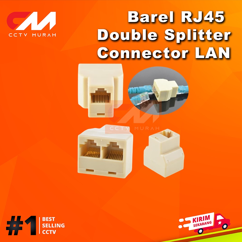 Connector Barel RJ45 Double Splitter || Type BR-RJ5 || Barrel UTP Konektor Kabel Lan Cat5e