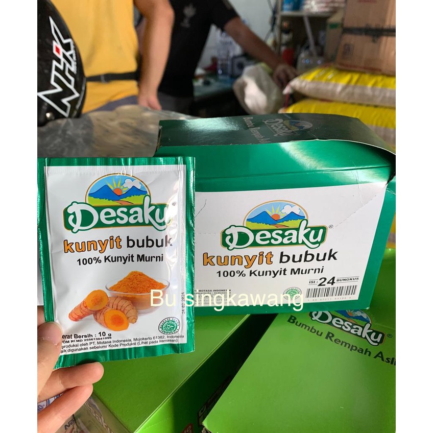 

Desaku Bumbu Kunyit bubuk murni 100% Murni 1 Kotak isi 24 Bungkus