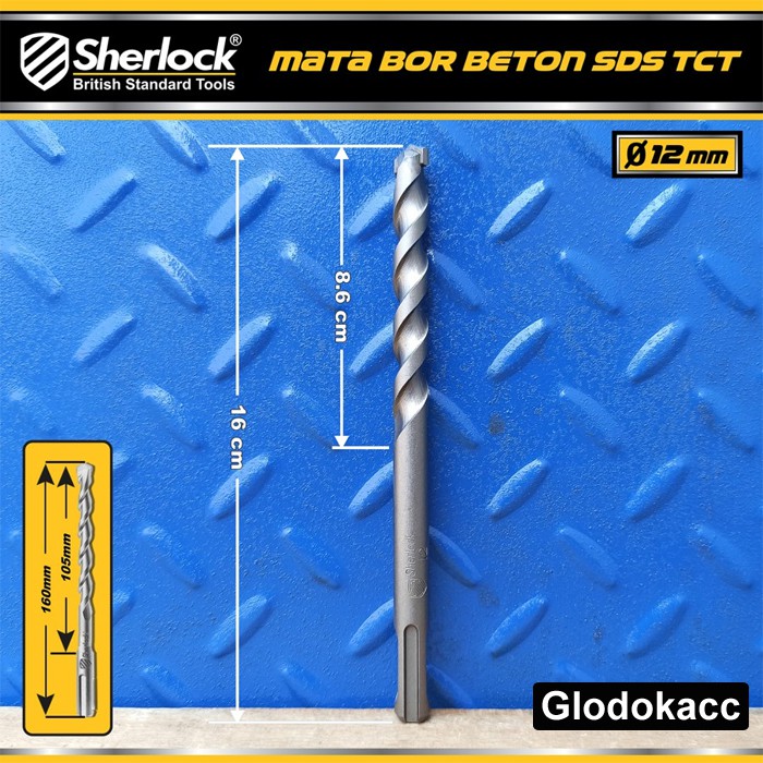 Mata Bor Beton SDS Material TCT / Sherlock Panjang 160 mm x Diameter 12 mm