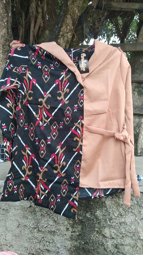 Tey-17 Batik Wanita Asj Sa Hrb026 Kenongo Kemeja Tosca Pendek