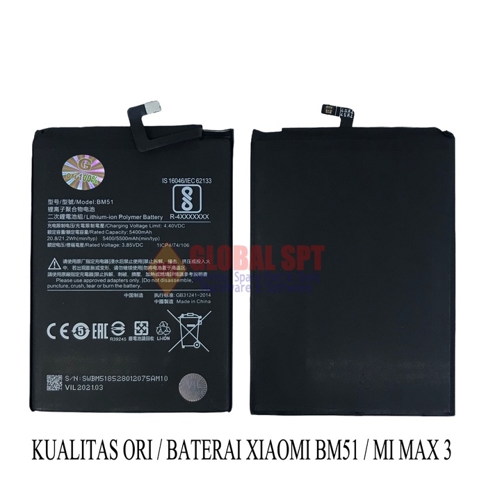 KUALITAS ORI / BATERAI XIAOMI BM51 / BATERE MI MAX 3 / BATRE