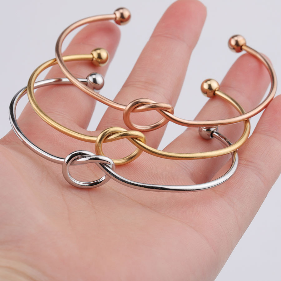 Titanium Diikat Gelang Emas 2mm Gelang Simpul Stainless Steel Halus