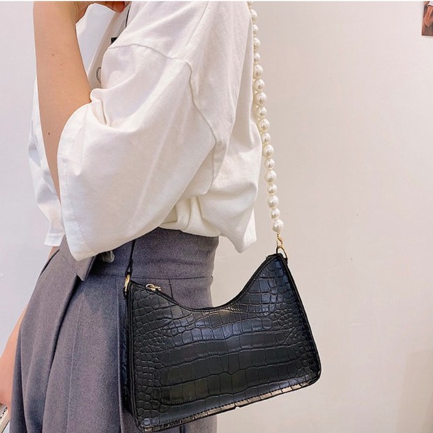 Amadela Story - Tas Selempang Wanita Shoulder Bag Wanita Sling Bag Wanita Tas Rantai Tas Pearl Tas Fashion Slingbag Pearl Croco