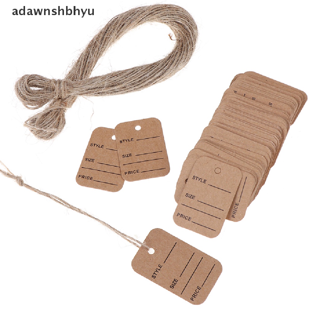 Adawnshbhyu 100Pcs Tag Harga Display Merchandise Label Pernikahan Label Harga Dengan String 20m