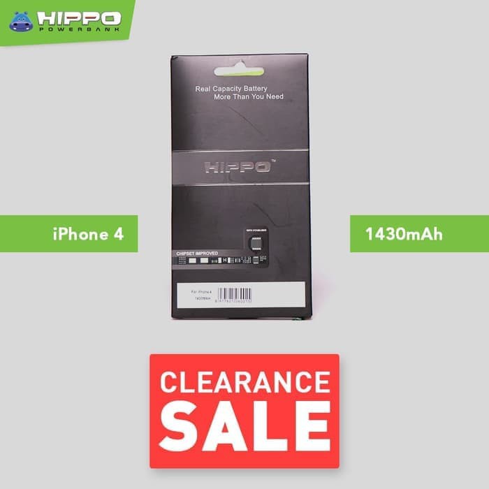 BARU  Baterai Hippo Double Power Original Apple Iphone 4 4G Batre Batrai Ori
