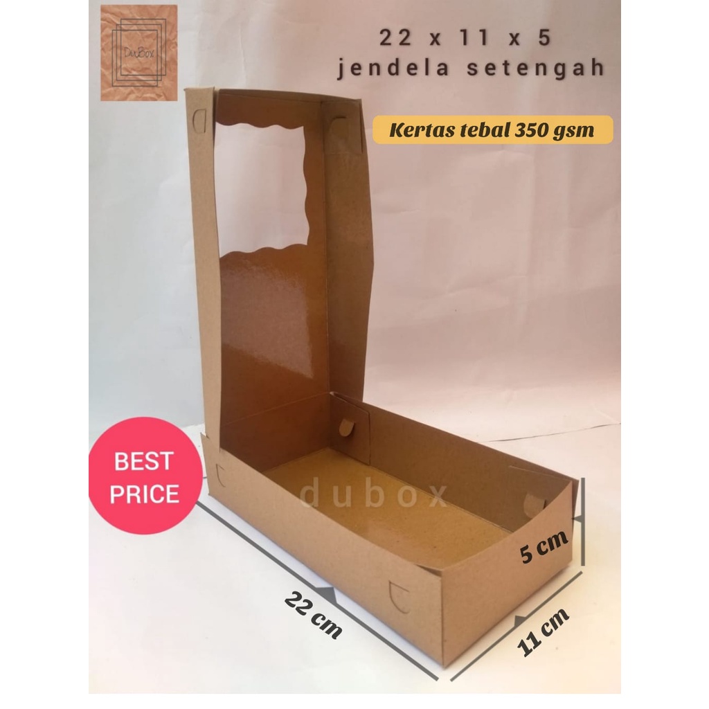 10 pcs DUS KUE BROWNIES 22x11x5 BUKAAN SAMPING (SETENGAH) Laminasi dalam, DUS KUE COD DUS DONAT DUS 