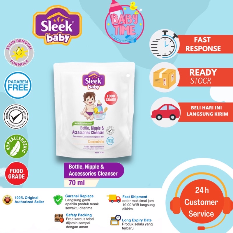 Sleek Bottle Nipple and Baby Accessories Cleanser 70ml / Sabun pencuci botol dan peralatan bayi