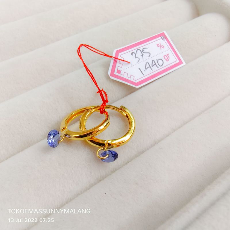 Anting klip emas asli kadar 300%6k375%/8k