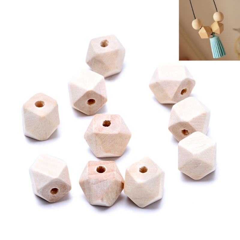 SIY  10pcs Wooden Geometric Natural Unfinished Beads For Jewelry Necklace Making 20mm