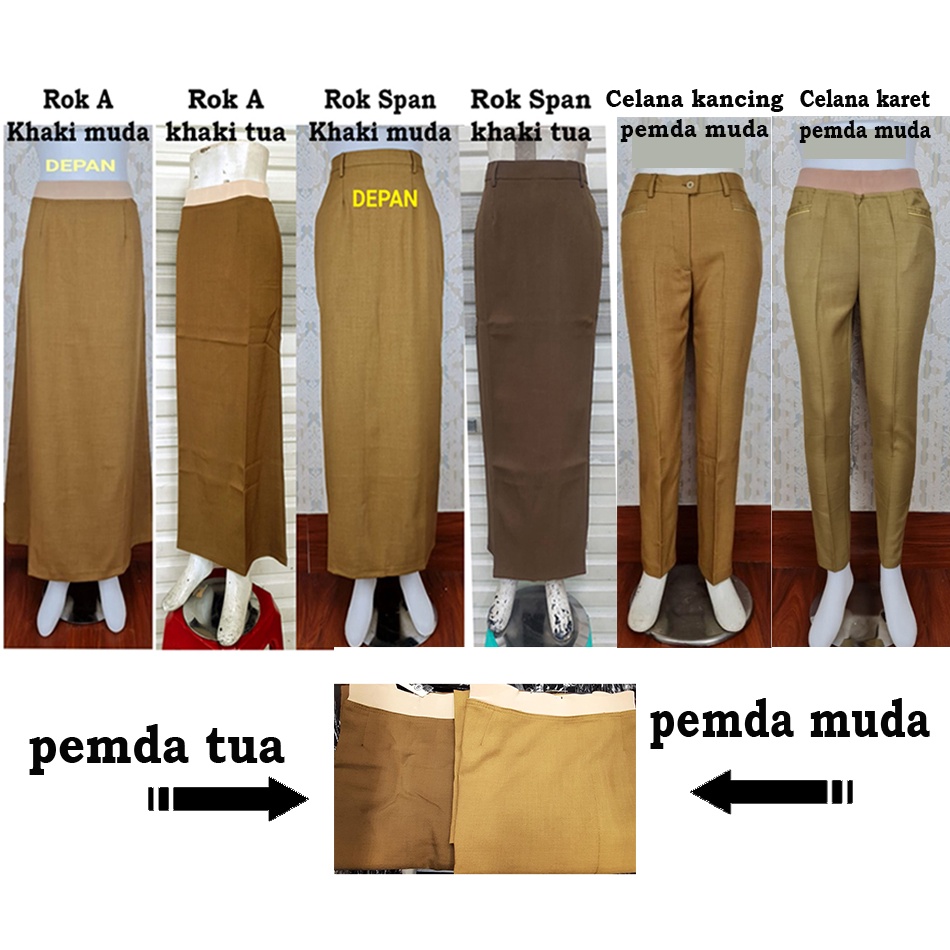 Rok A  dan Rok Span Warna Pemda Muda dan Pemda Tua brand Syakira By Azkia9l