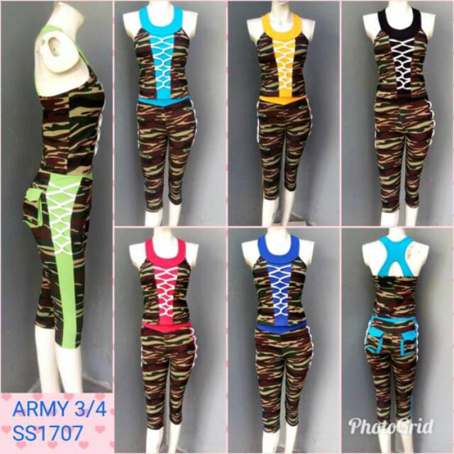SETELAN SENAM ARMY 7/8 | SETELAN SENAM | BAJU ZUMBA | SETELAN ZUMBA