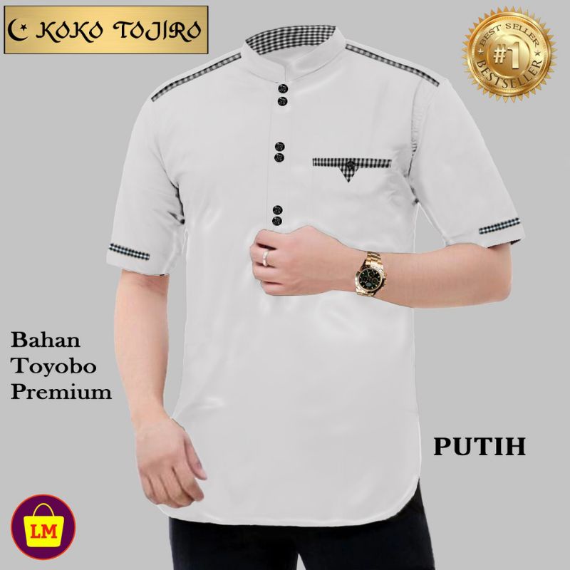 Baju Koko Kurta Dewasa Lengan Pendek Material Catton Adem Serap Keringat-2