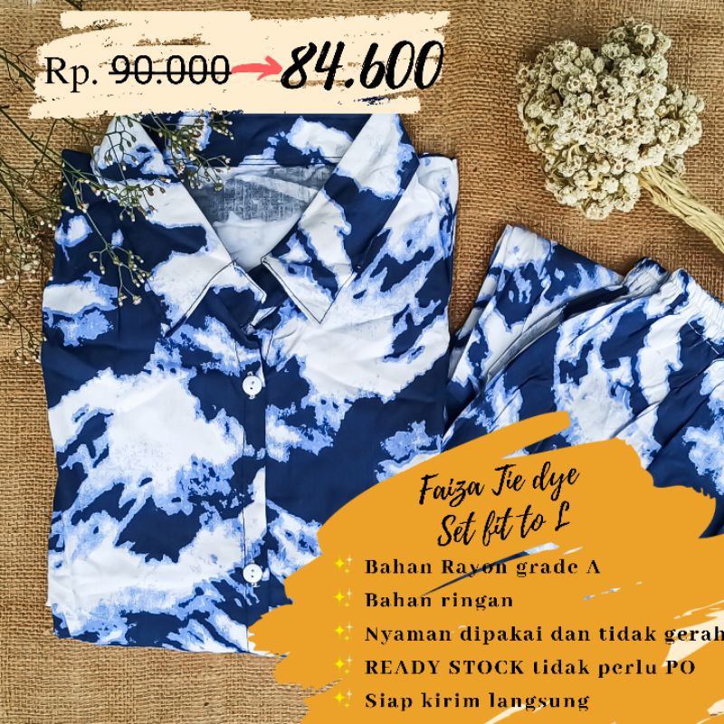 Set pajamas tie dye panjang piyama faiza set fit to L by wdrtm.id || FREE GIFT