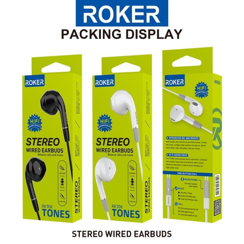 Handsfree Headset Roker Stereo Tones RK70K Handset Handsfree Roker Tones RK70K