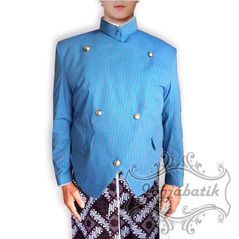 Beskap Lurik Biru Model Solo
