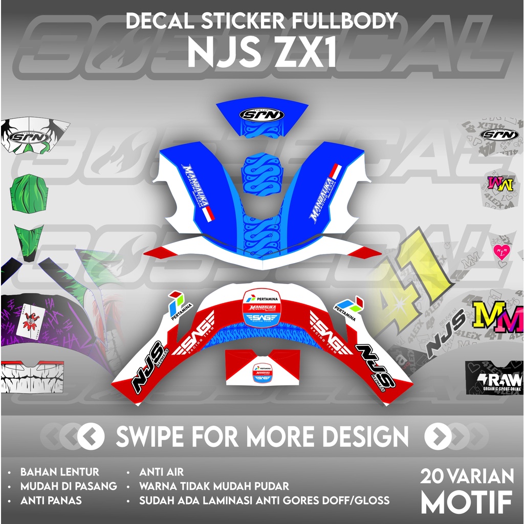 Sticker decal helm NJS ZX1 part 1 | decal helm | decal sticker