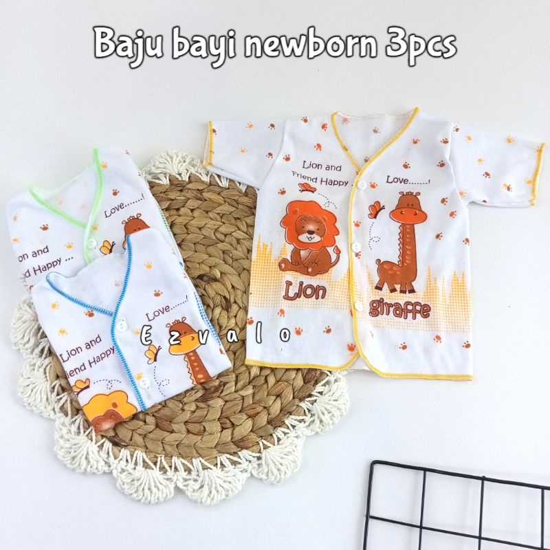 Baju bayi newborn 3 pcs gambar hewan lucu