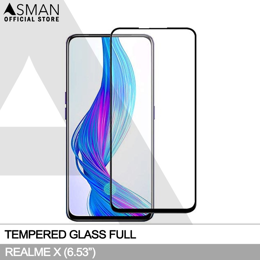 Tempered Glass Full Realme X (6.53&quot;) | Anti Gores Kaca - Hitam