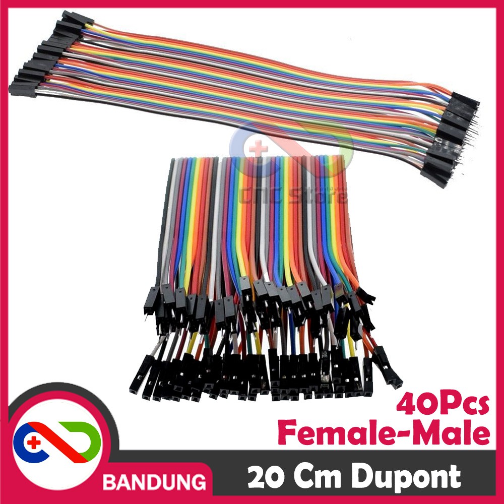 40PCS JUMPER CABLE KABEL 20CM MALE TO FEMALE DUPONT FOR BREADBOARD