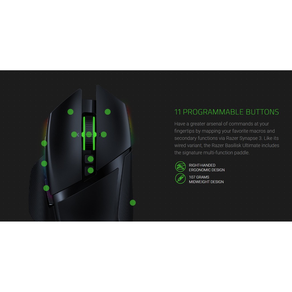 Razer Basilisk Ultimate Wireless Gaming Mouse With Charging Dock
